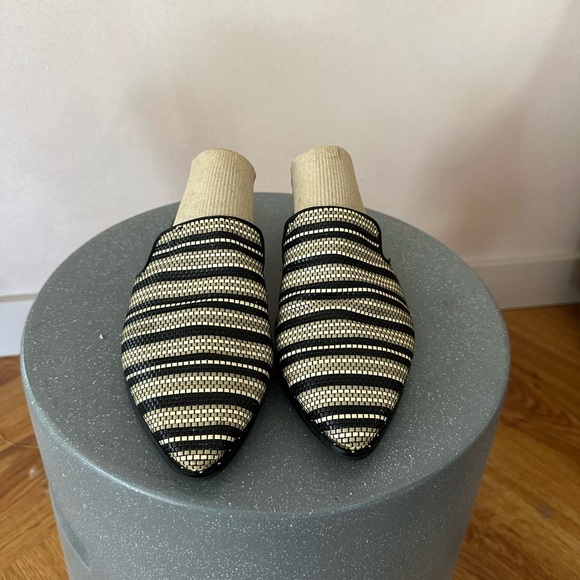 rag & bone Black and Cream Striped Flats - Picture 1 of 5